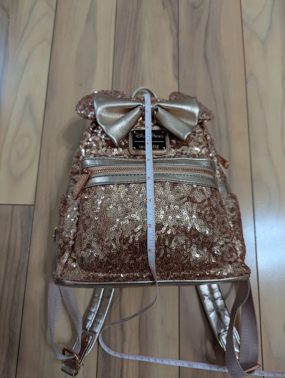 Loungefly Disney Parks Mickey Mouse Ears Rose Gold Sequin Mini Backpack